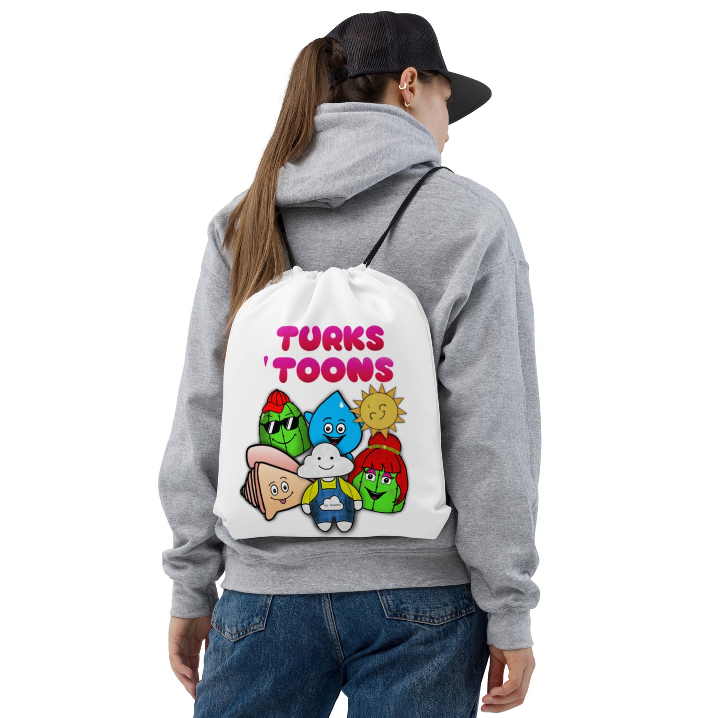 White Turks Toons Drawstring bag